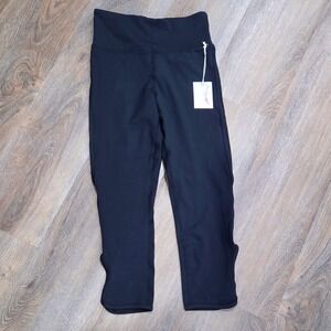 Jessica Simpson Active Women Black High Rise Cropped Leggings Tulip Hem M NEW